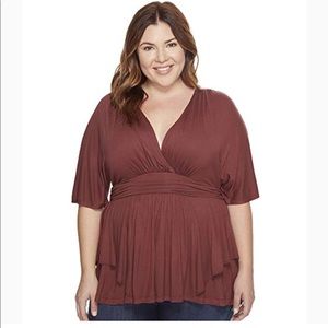 Kiyonna promenade 1x Red/brown Blouse Top.